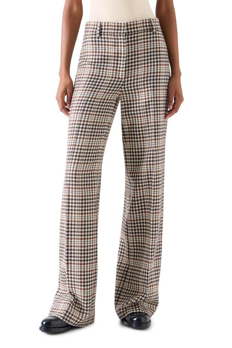 Chiaro Straight Leg Wool Blend Tweed Pants, Main, color, WINTER WHITE-ESPRESSO