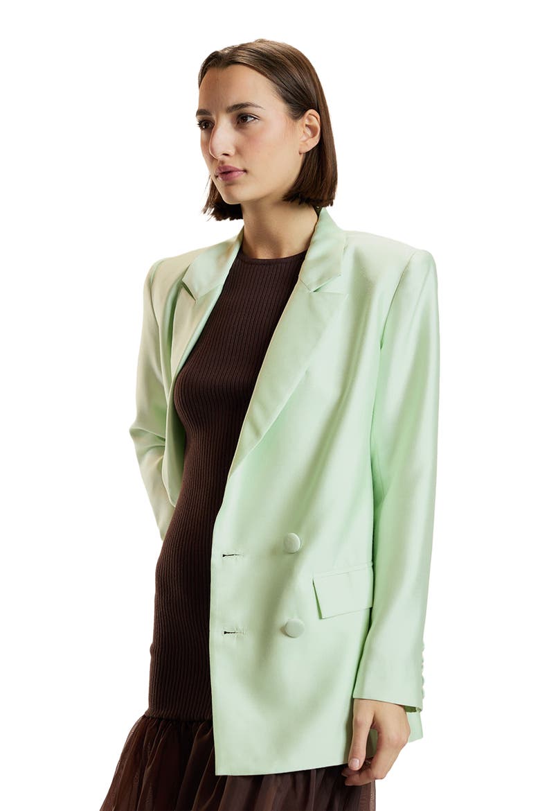 Silk Wool Double Breasted Blazer, Main, color, Green