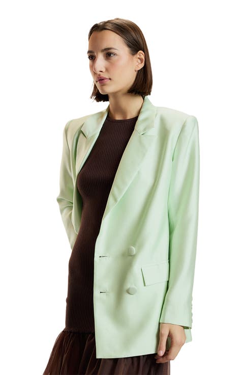 Silk Wool Double Breasted Blazer