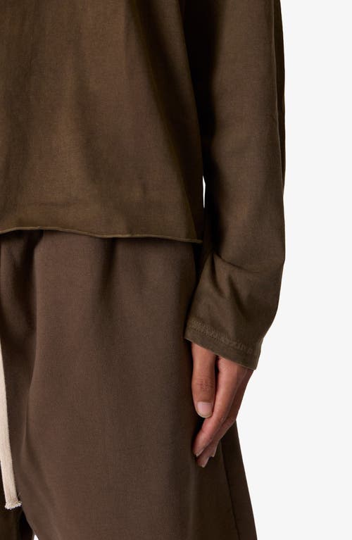 Mnml Raw Hem Oversize Long Sleeve T-shirt In Brown