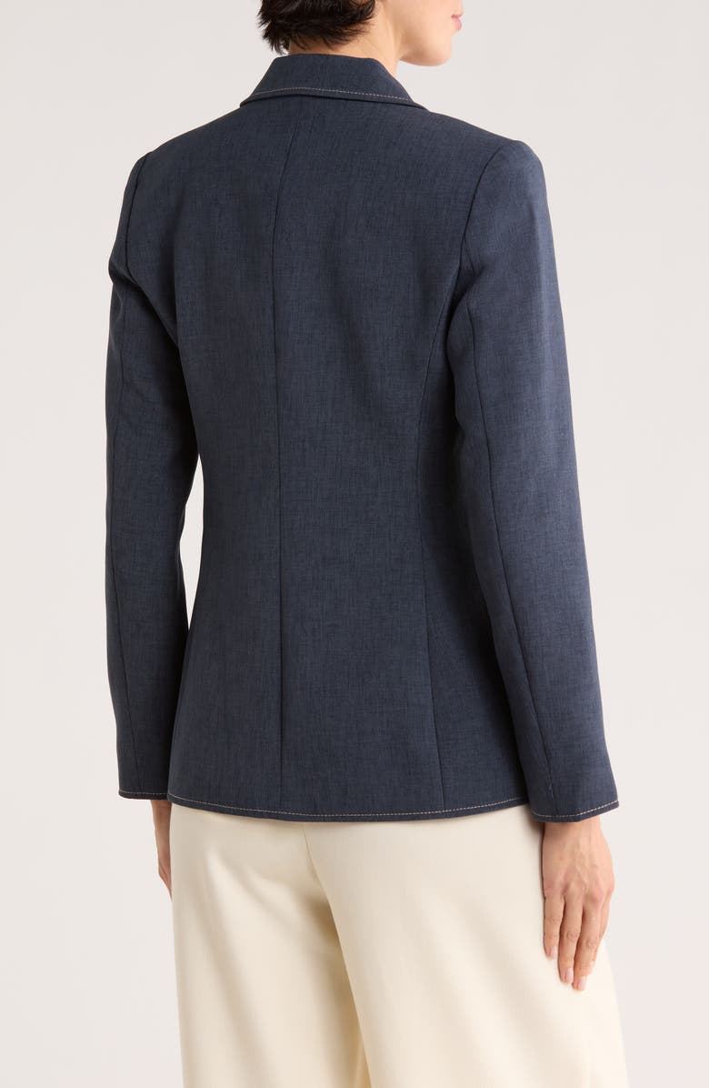 T Tahari Single Button Chambray Blazer, Alternate, color, Dark Denim Blue