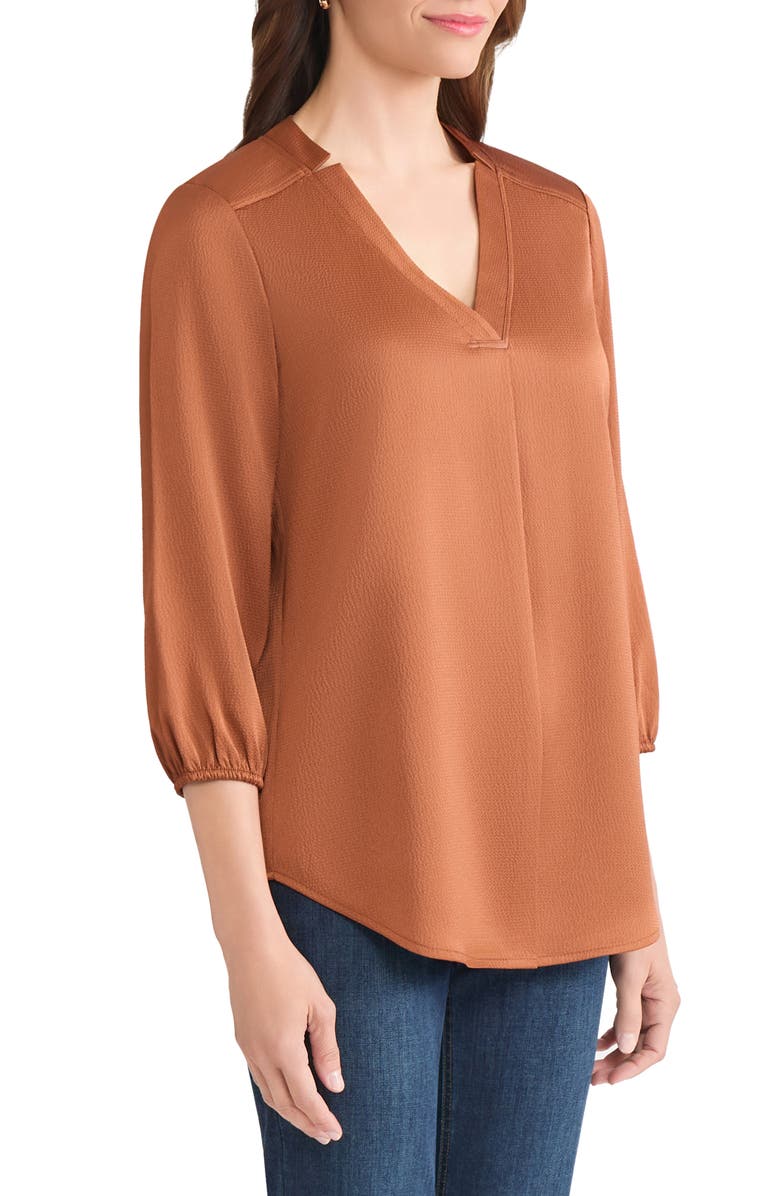 Jones New York Textured Tunic, Alternate, color, Medium Chestnut