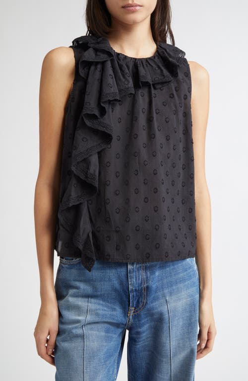 Ulla Johnson Thalia Ruffle Sleeveless Top In Black