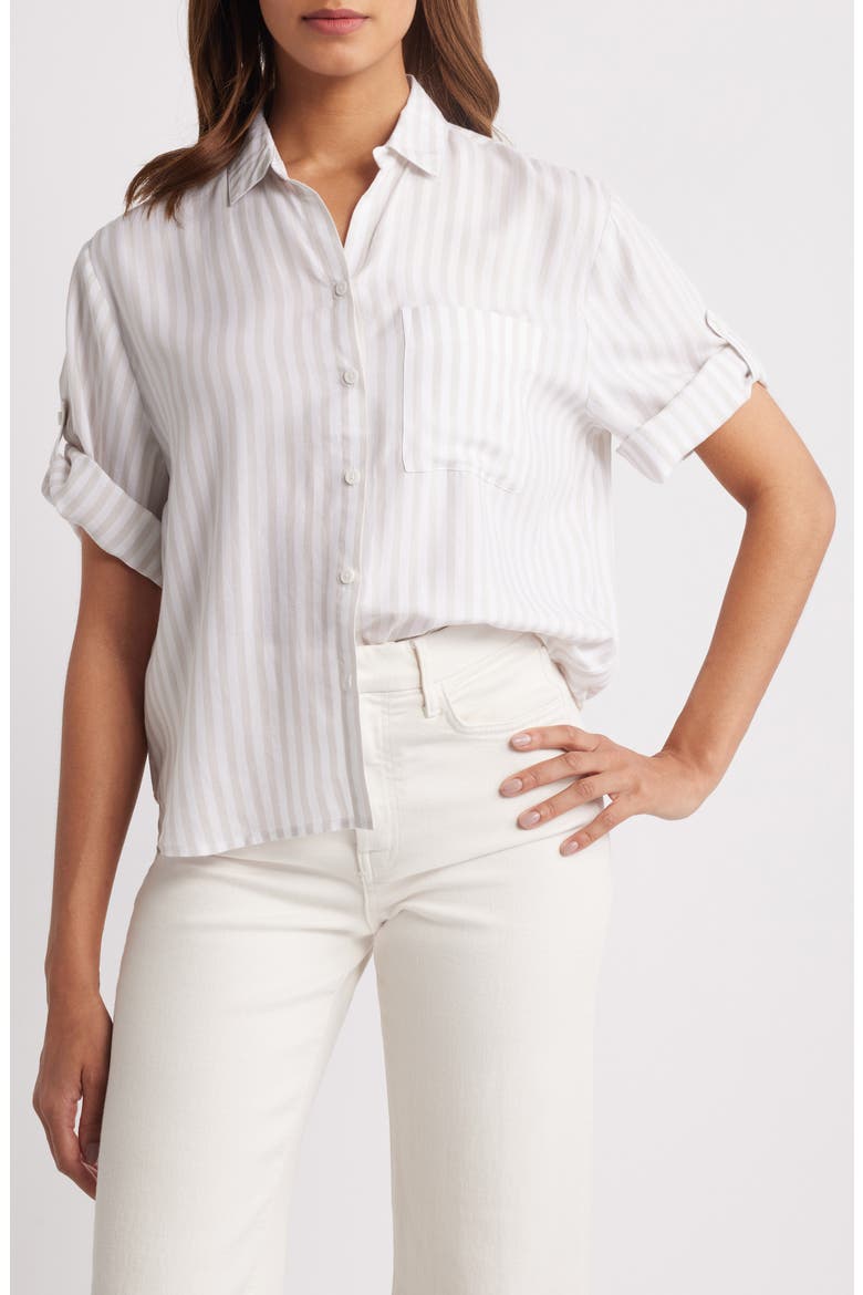 Murphy Stripe Button-Up Shirt, Main, color, DRY ALMOND
