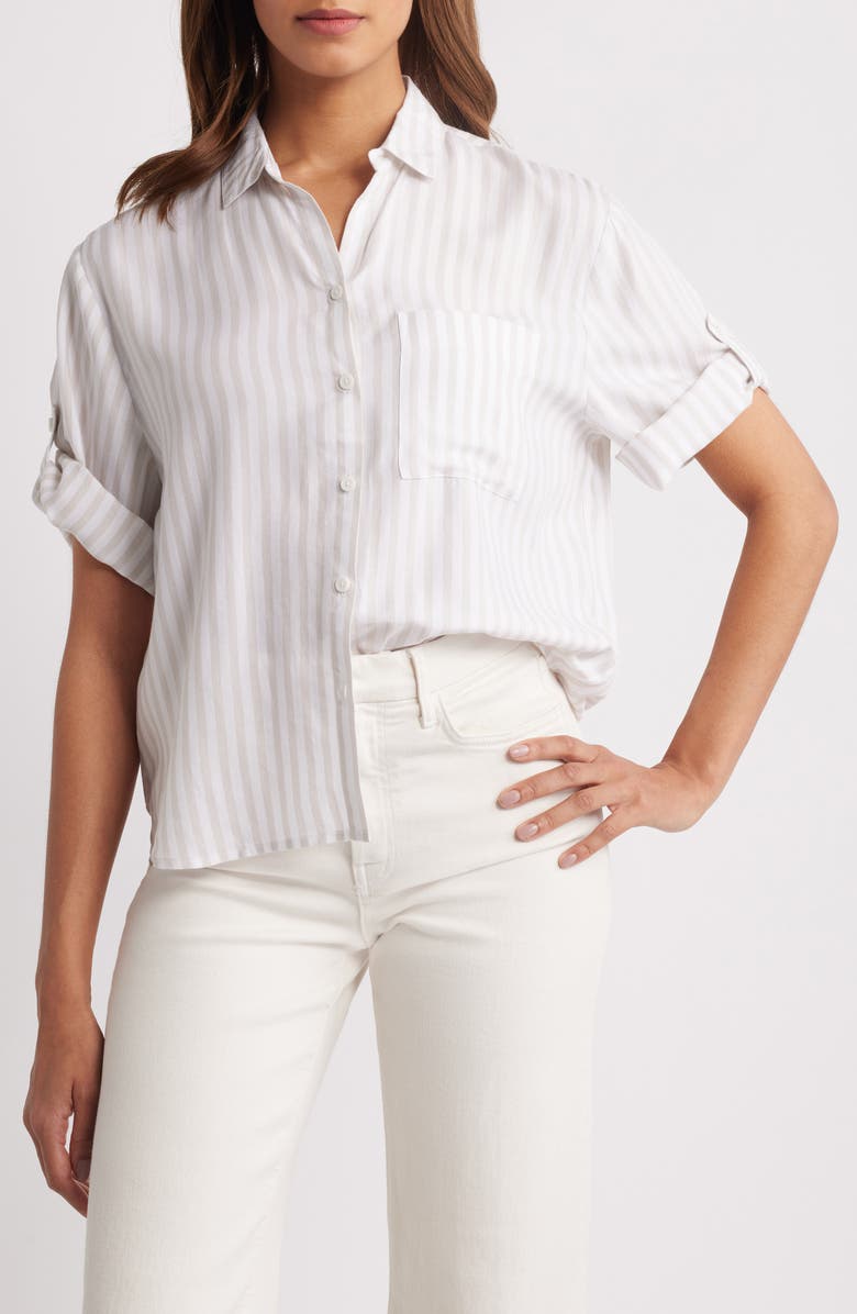 beachlunchlounge Murphy Stripe Button-Up Shirt, Main, color, 