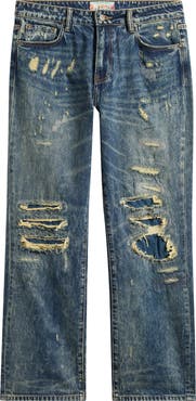 Nothing Grows Overnight Timeless Ripped & Repaired Bootcut Jeans