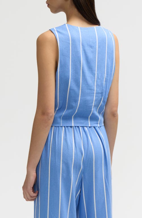 Nvlt Women's Button Front Basic Vest In Blue/white Stripe