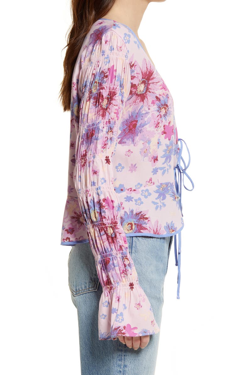 Free People Venice Floral Tie Front Top, Alternate, color,