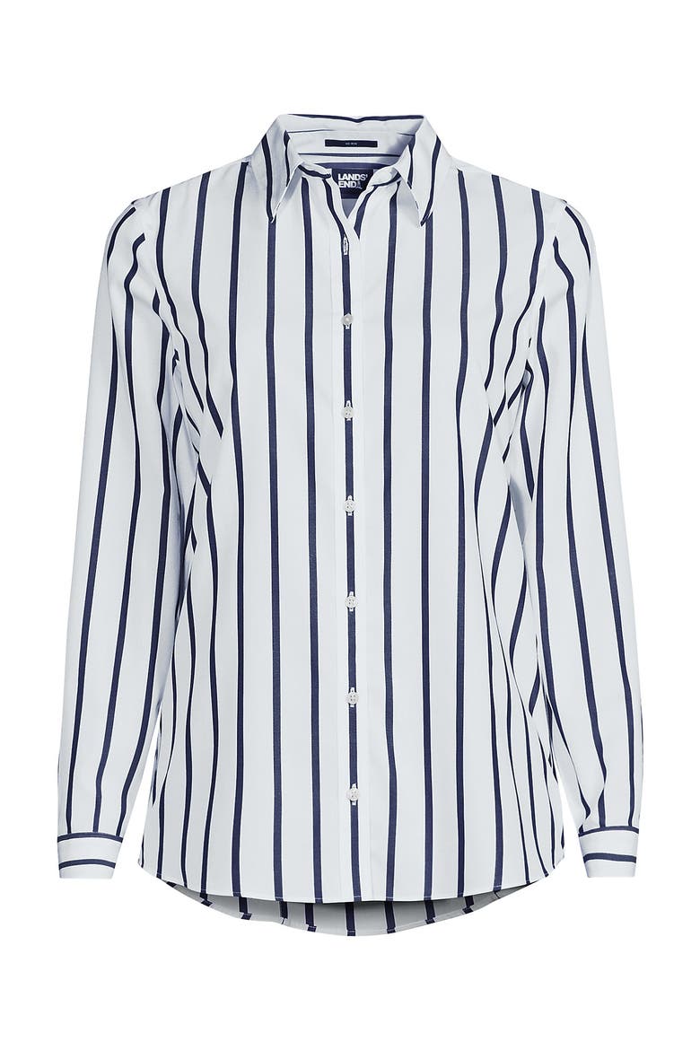No Iron Supima Cotton Long Sleeve Shirt, Alternate, color, White/Navy Classic Stripe