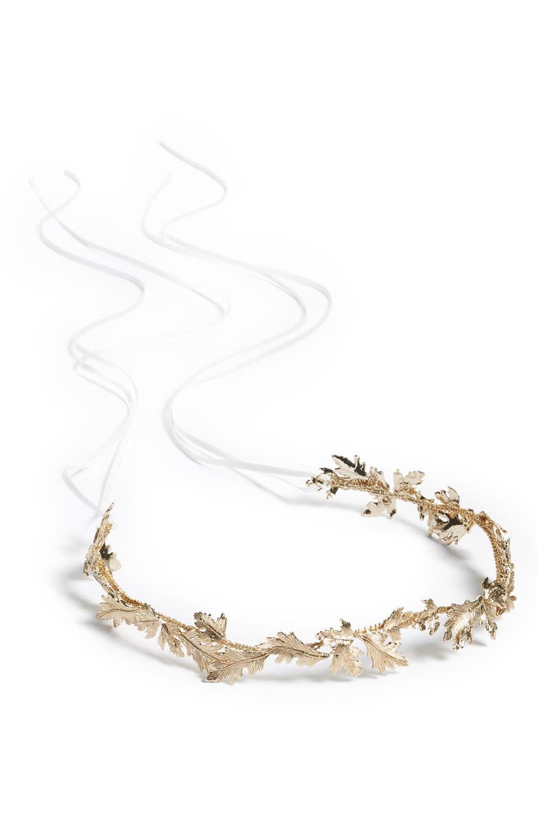 Brides & Hairpins Paula Grecian Leaf Halo & Sash, Alternate, color, 