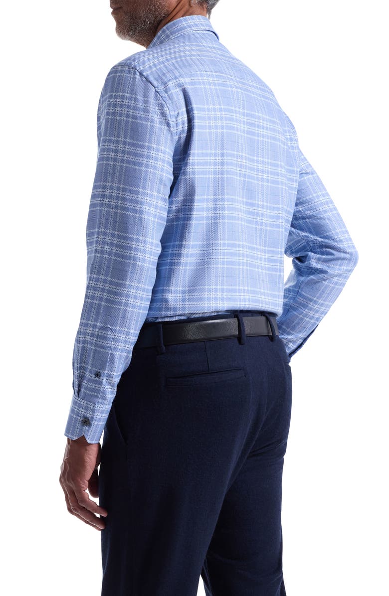 Bugatchi Karl Shaped Fit Plaid Cotton Button-Up Shirt, Alternate, color, Cobalt