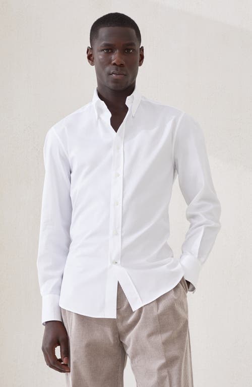 Brunello Cucinelli Men's Basic Fit Solid Sport Shirt With Button-down Collar In White