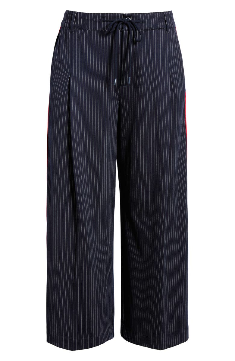 Liverpool Pinstripe Front Pleat Wide Leg Pants, Main, color, Deep Midnite Stripe