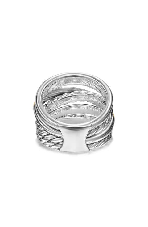 Crossover 14k Gold & Sterling Silver Five Row Ring