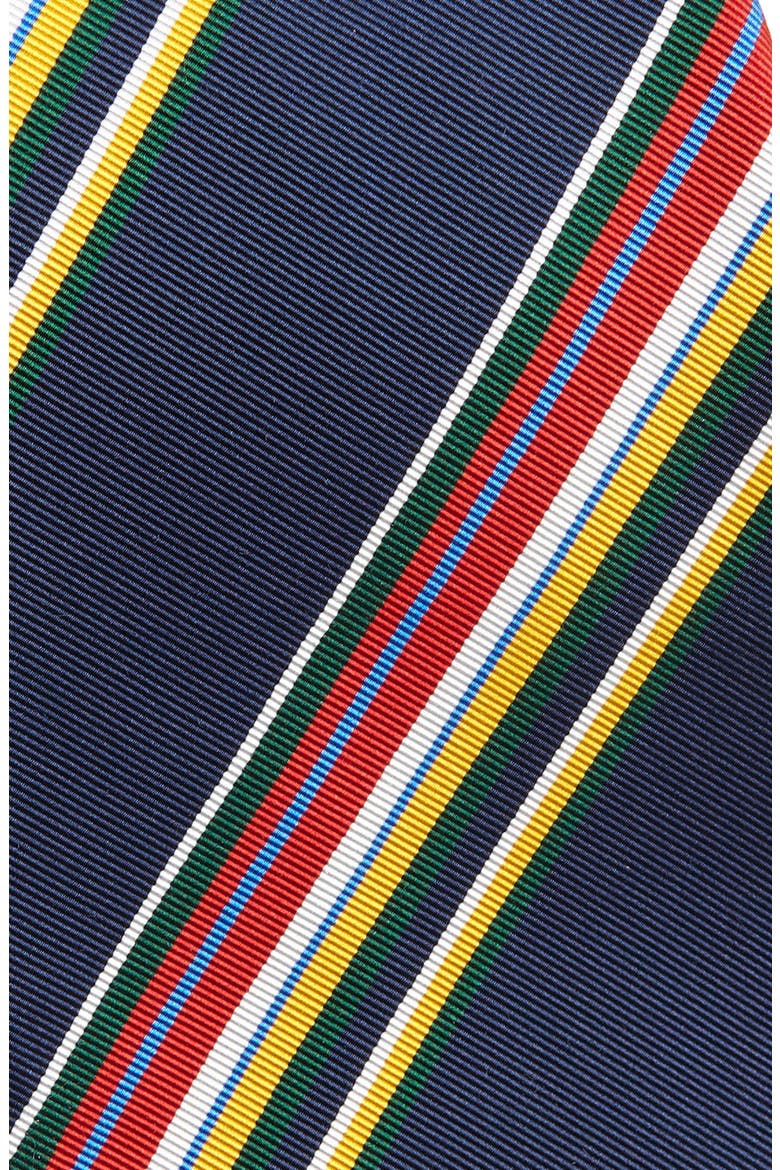 Track Stripe Silk & Cotton Tie, Alternate, color, NAVY MULTI