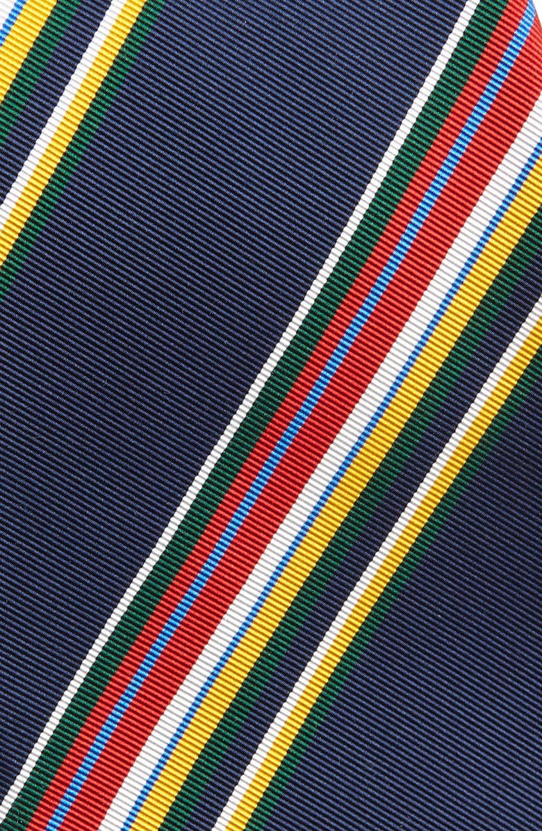 Drake's Track Stripe Silk & Cotton Tie, Alternate, color,