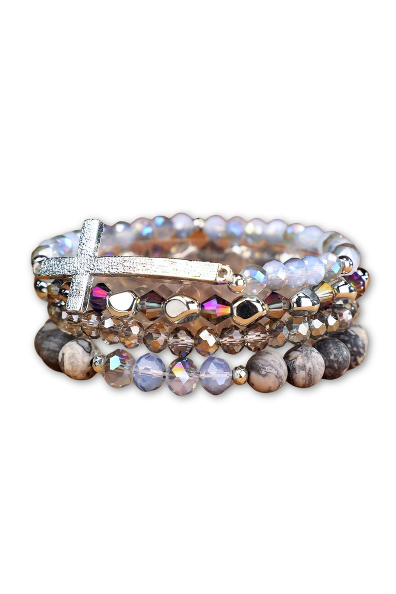 Healing Cross 4 Stack Bracelet Set, Main, color, Picture Jasper
