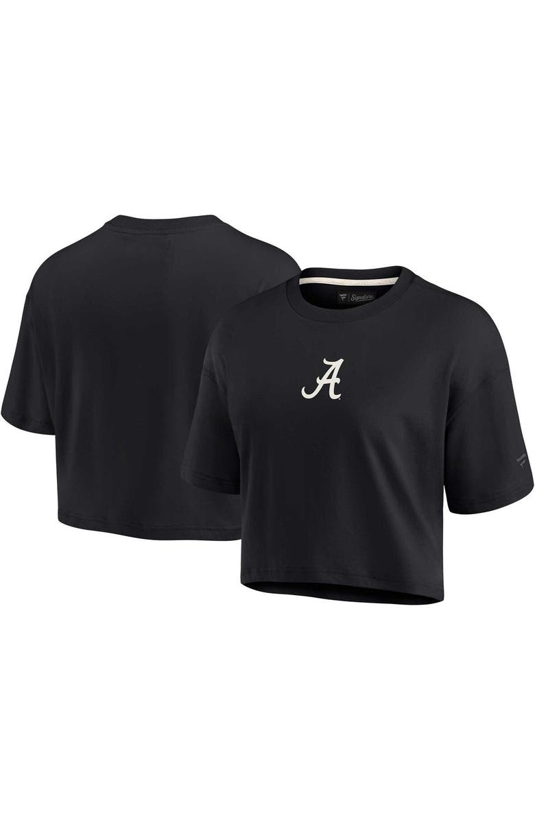 Fanatics Signature Women's Fanatics Signature Black Alabama Crimson Tide Elements Super Soft Boxy Cropped T-Shirt, Main, color,