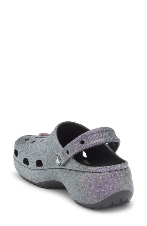 Crocs Iridescent Glitter Platform Clog In Gray
