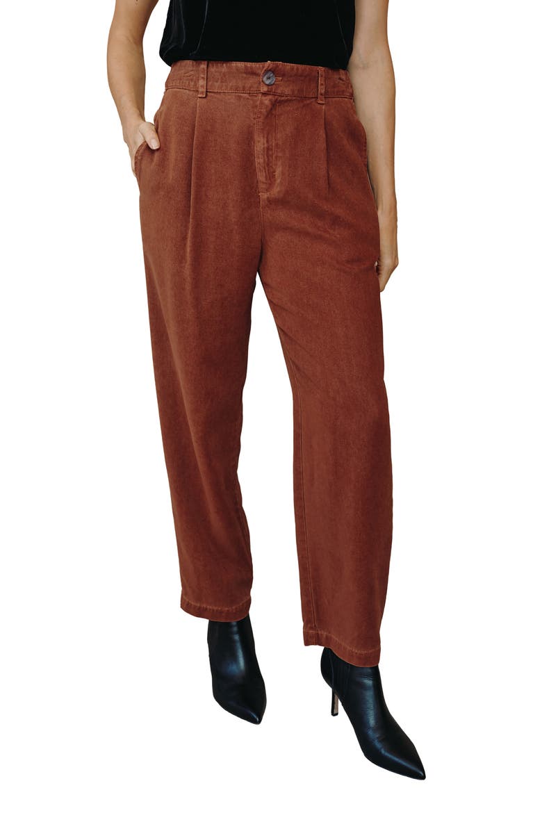 Single Pleat Wide Leg Pants, Main, color, HONEY OAK