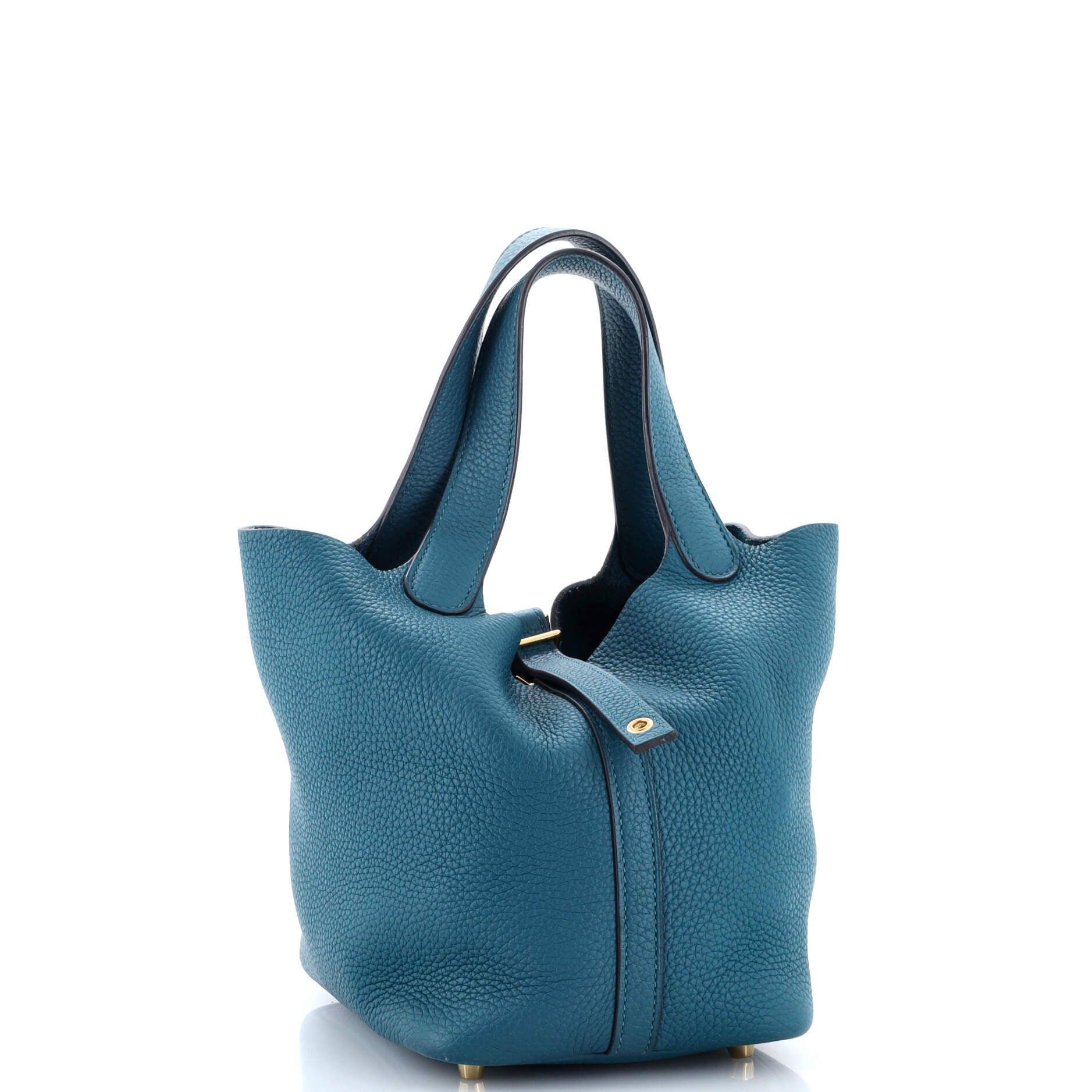 Pre-Owned Hermes Picotin Lock Bag Clemence PM, Alternate, color, Vert Bosphore