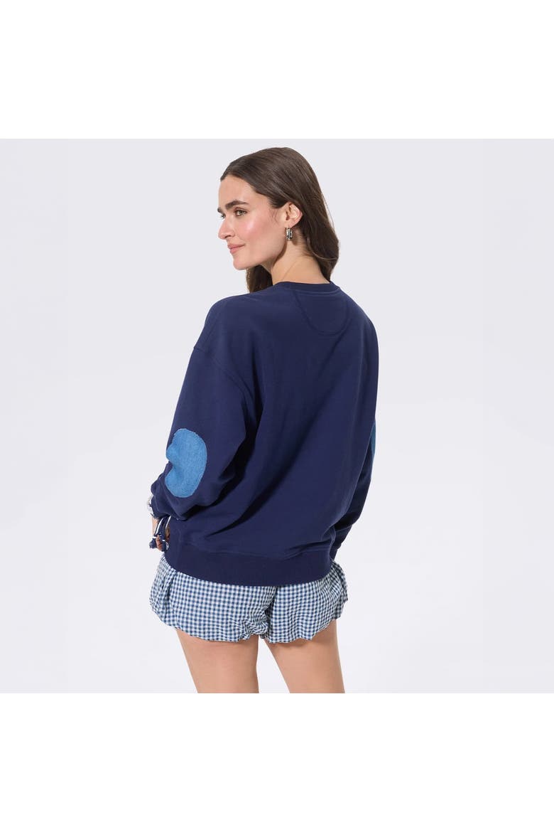 Women's Terez Navy Los Angeles Dodgers Denim Patch Sweatshirt, Alternate, color, Navy