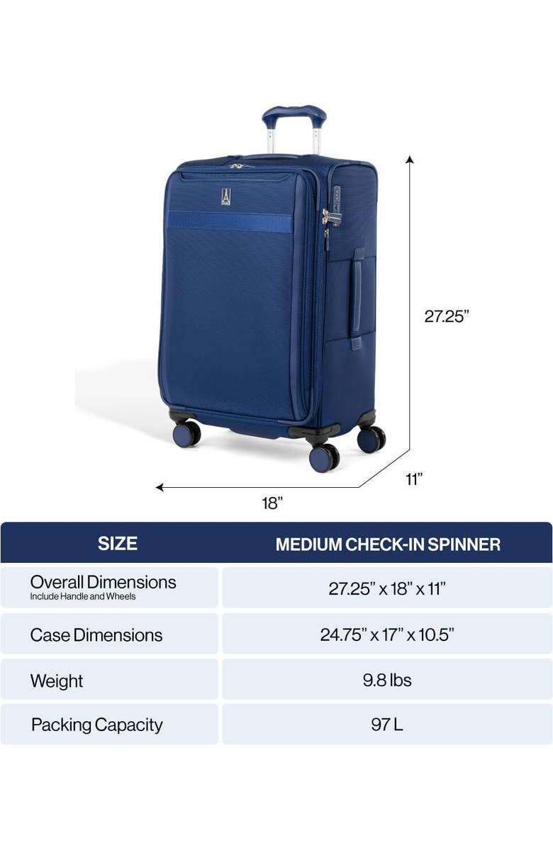 TRAVELPRO Versapack + Lightweight Softside Expandable 25" Medium Check In Spinner Luggage, Alternate, color, Black