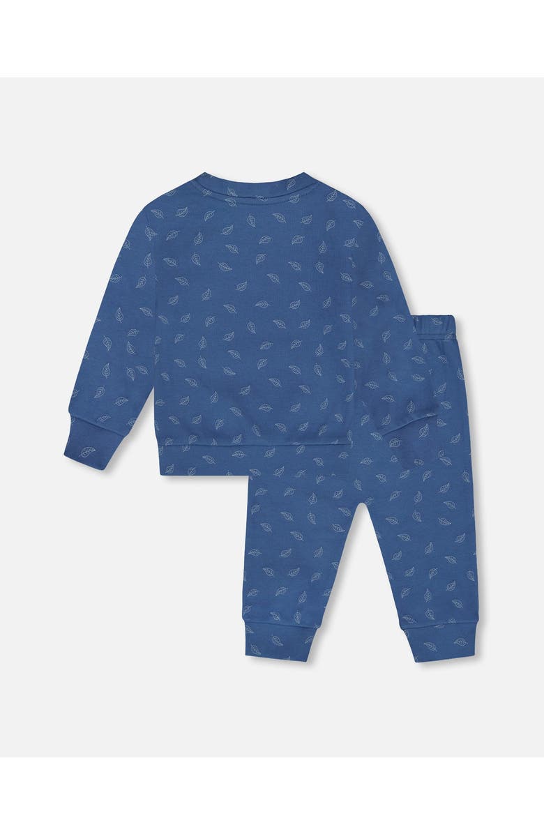 Deux par Deux Organic Cotton Pant and Top Set Leaf, Alternate, color, Blue