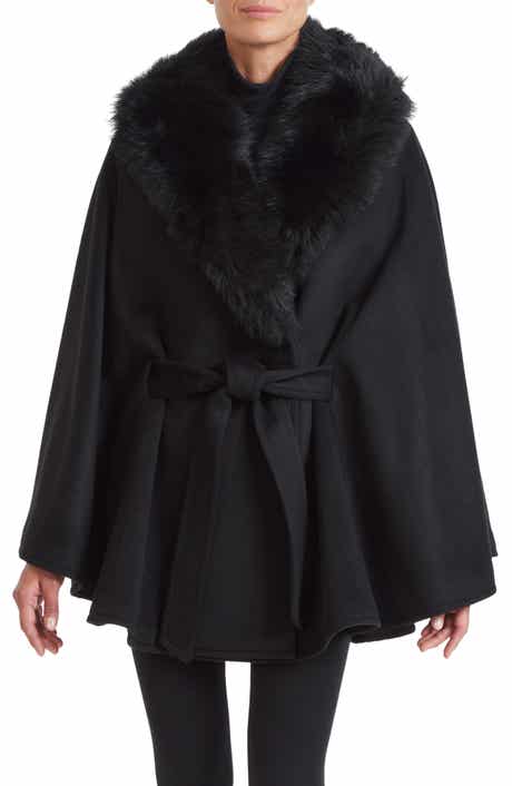 Toscana Belted Wool & Cashmere Coat with Genuine Shearling Collar