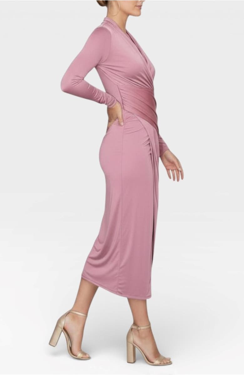 RACHEL Rachel Roy Bret Wrap Front Midi Dress, Alternate, color, Mauve