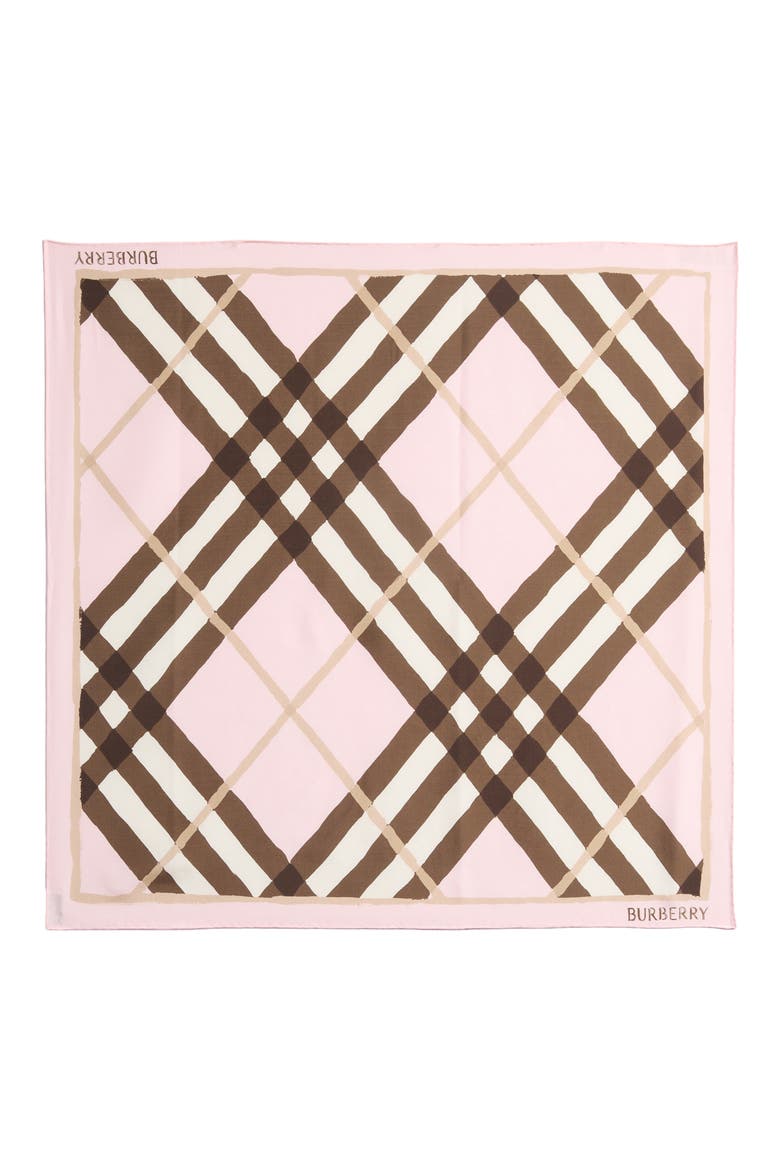 Argyle Check Silk Square Scarf, Main, color, BOW PINK IP CHECK