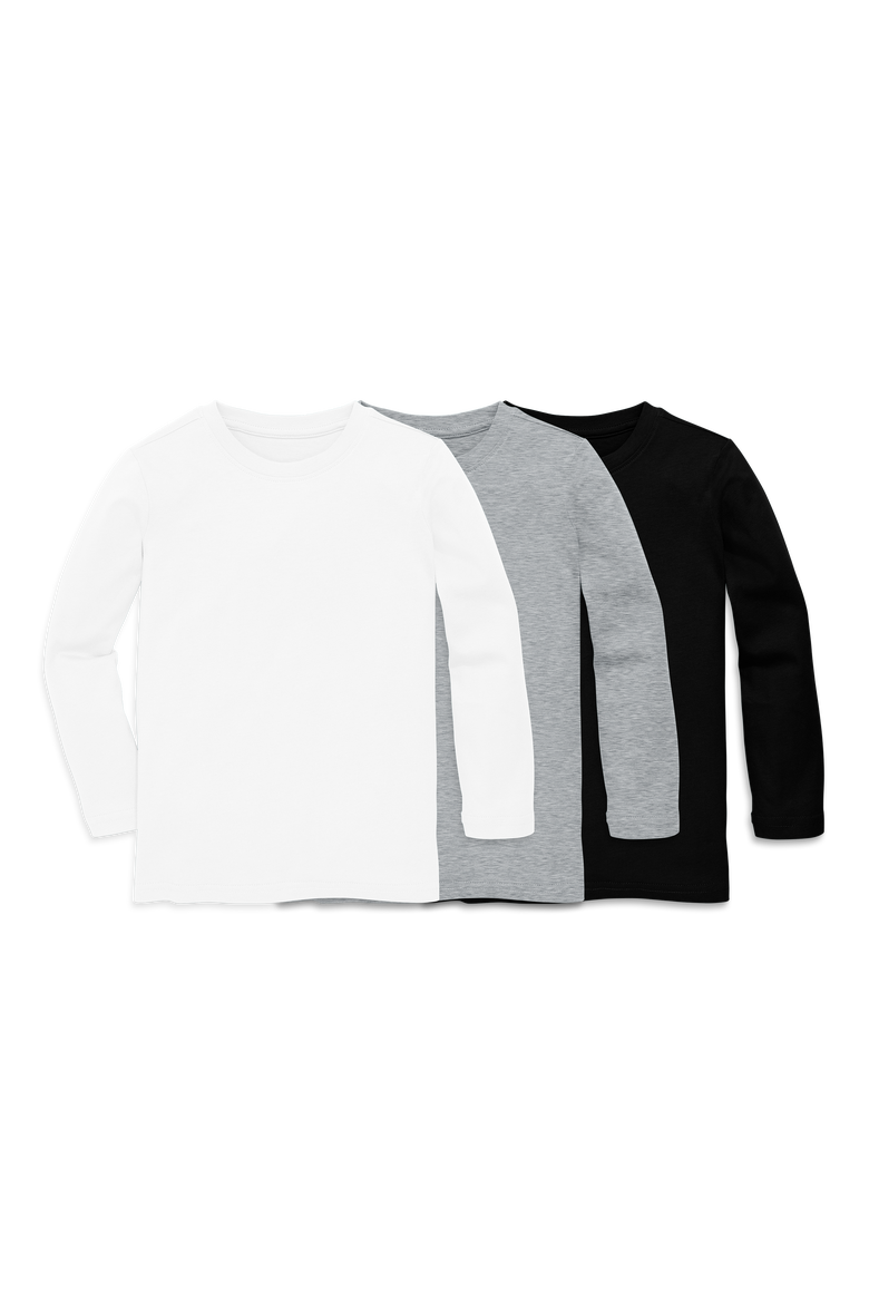 Kids Long Sleeve Classic Tee 3 Pack, Main, color, Neutral Mix