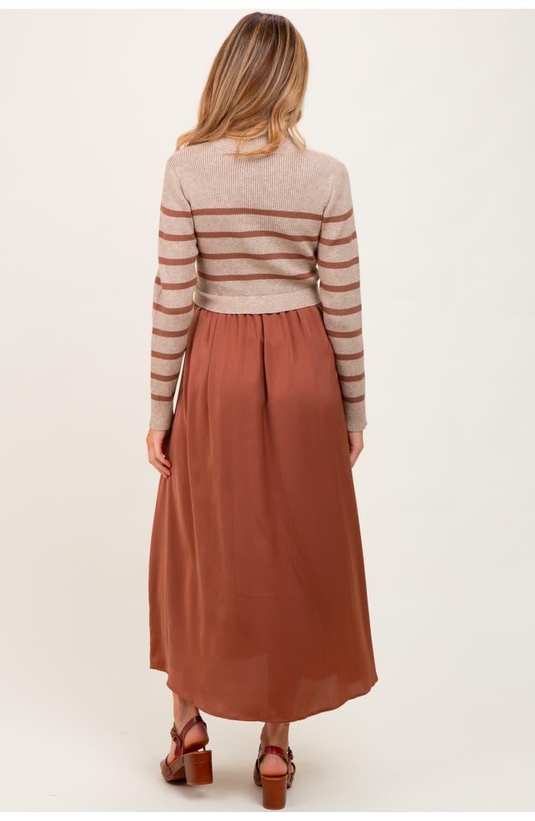 PinkBlush Striped Contrast Sweater Top Maxi Dress, Alternate, color, Rust