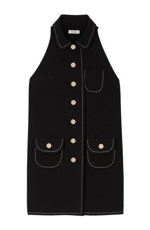 Sandro Peter Pan Collar Short Dress In Black
