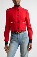 Valentino V-Detail Wool & Silk Double Drill Jacket