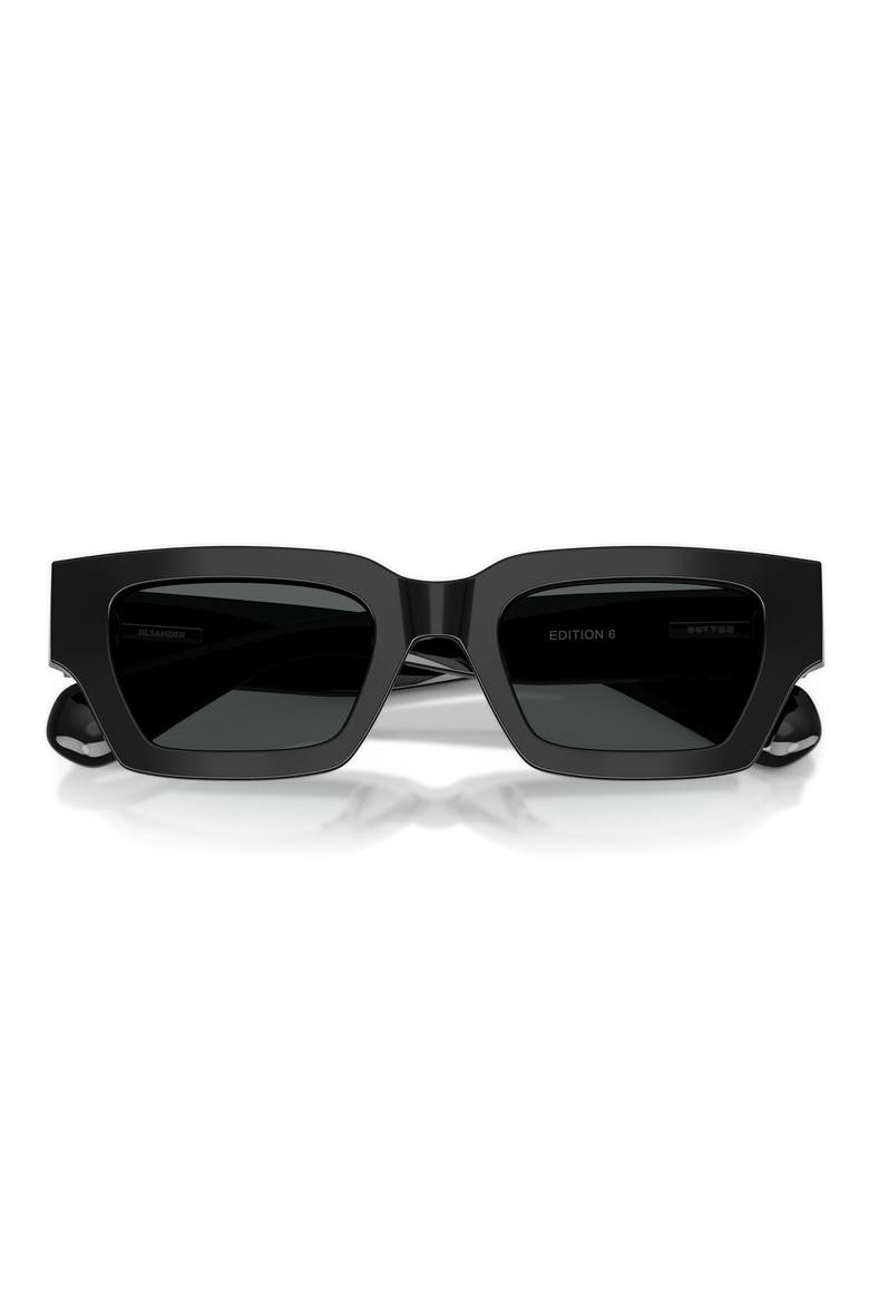 50mm Jil Sander Edition 6 Rectangular Sunglasses, Alternate, color, BLACK / CARBON GREY