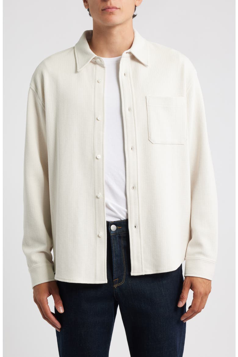 Waffle Textured Button-Up Shirt, Main, color, WARM WHITE