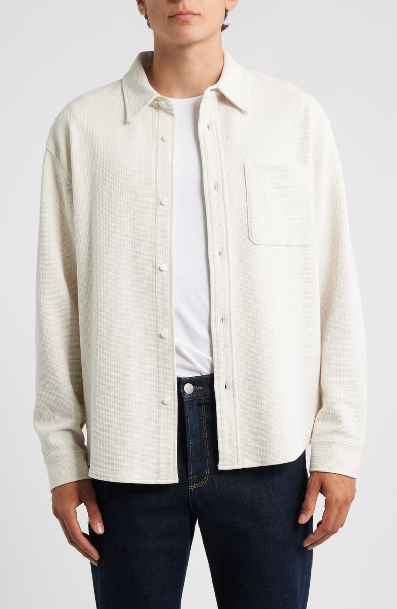 FRAME Waffle Textured Button-Up Shirt, Main, color, Warm White