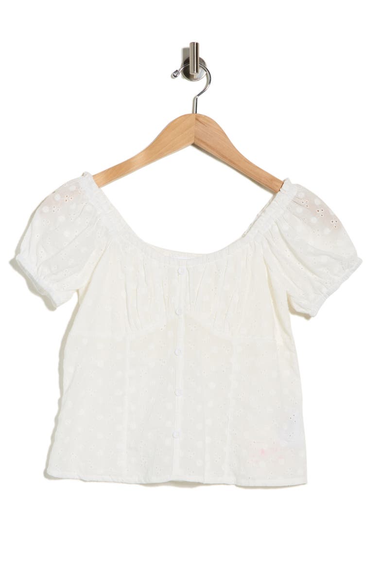 Vigoss Eyelet Off Shoulder Top, Main, color, White