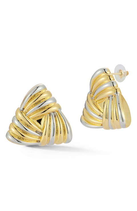 Two Tone Statement Stud Earrings