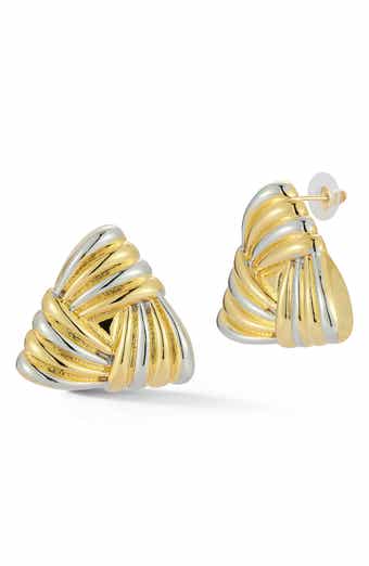Two Tone Statement Stud Earrings