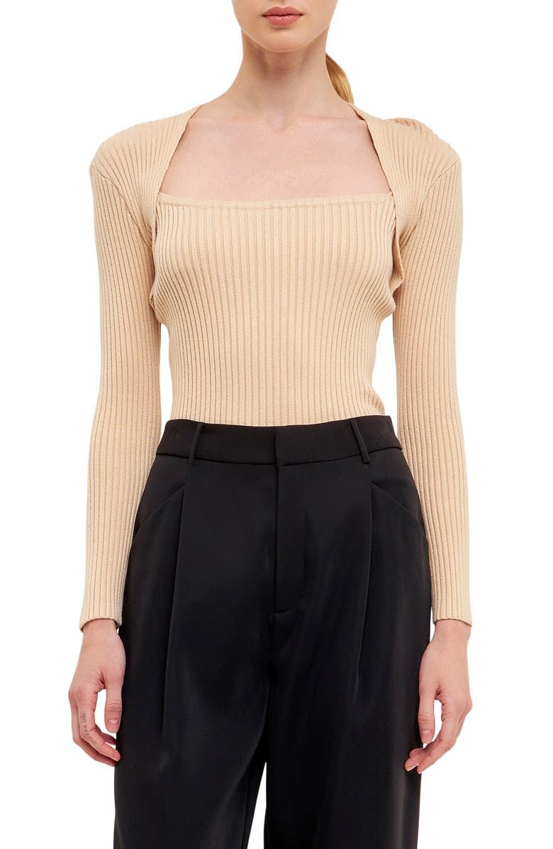 Endless Rose Long Sleeve Knit Top, Main, color, Beige