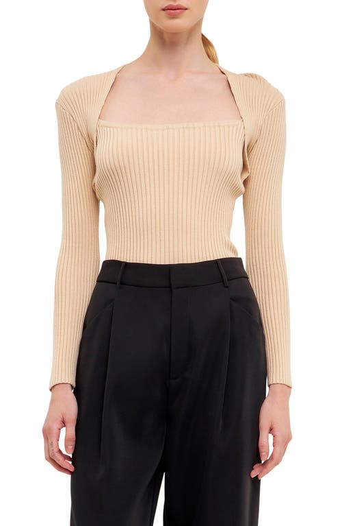 Endless Rose Long Sleeve Knit Top in Beige 