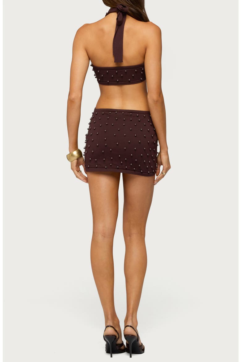 Kelcey Bead Cutout Knit Minidress, Alternate, color, BROWN