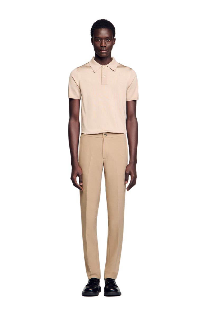 SANDRO Jersey trousers, Alternate, color, Beige