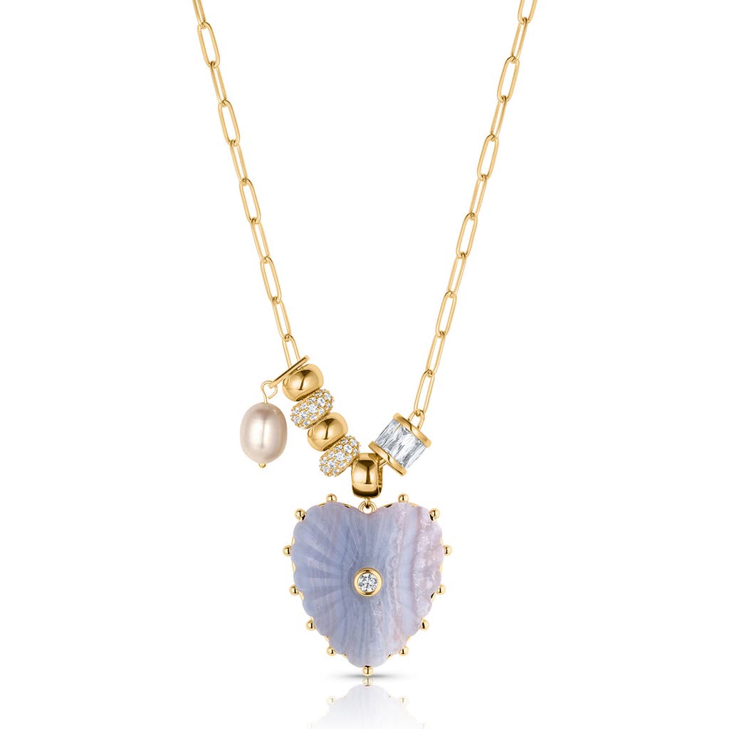 Thatch Soire Blue Lace Agate Heart Pendant Necklace