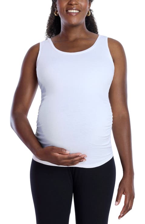 Scoop Neck Side-Ruched Maternity Tank Top