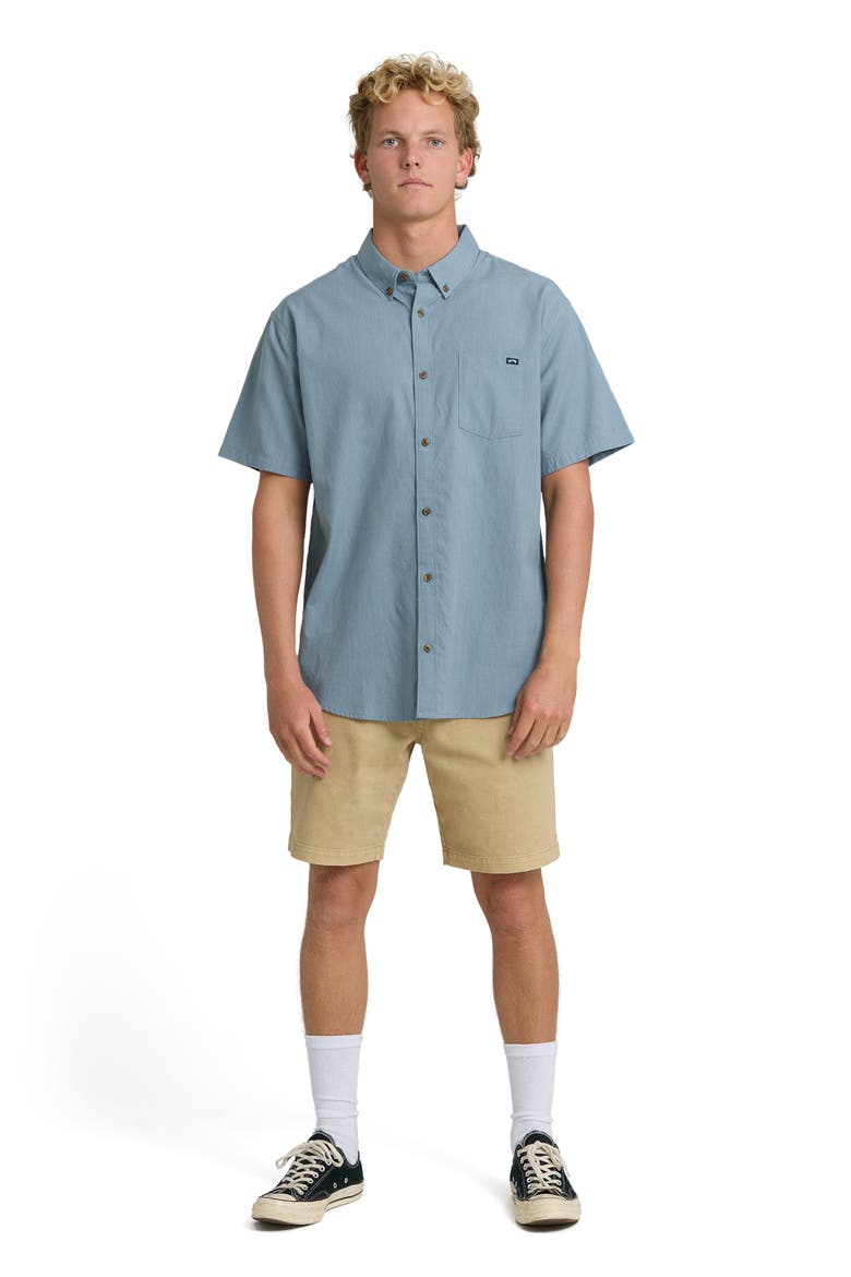 All Day Short Sleeve Button-Down Shirt, Alternate, color, OCEANA