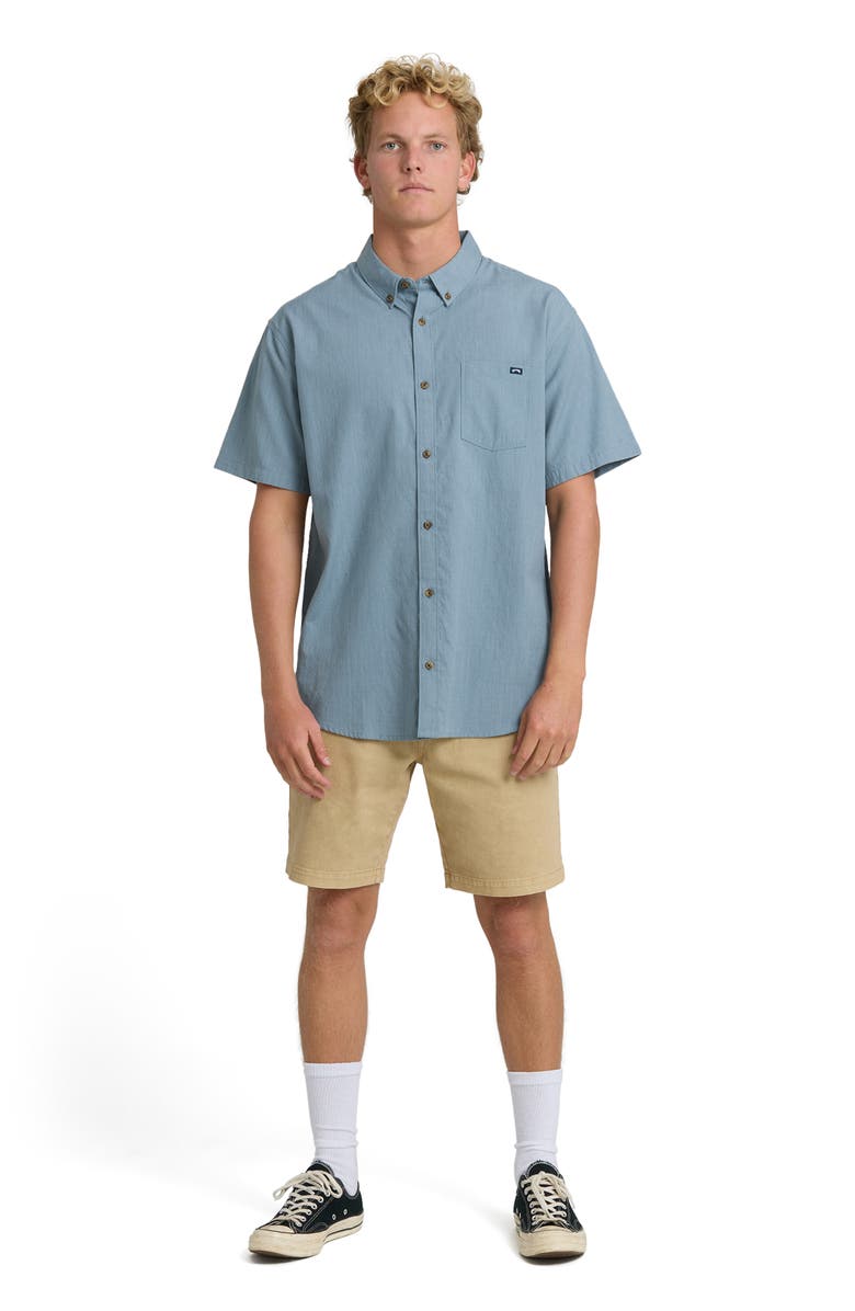 Billabong All Day Short Sleeve Button-Down Shirt, Alternate, color, Oceana