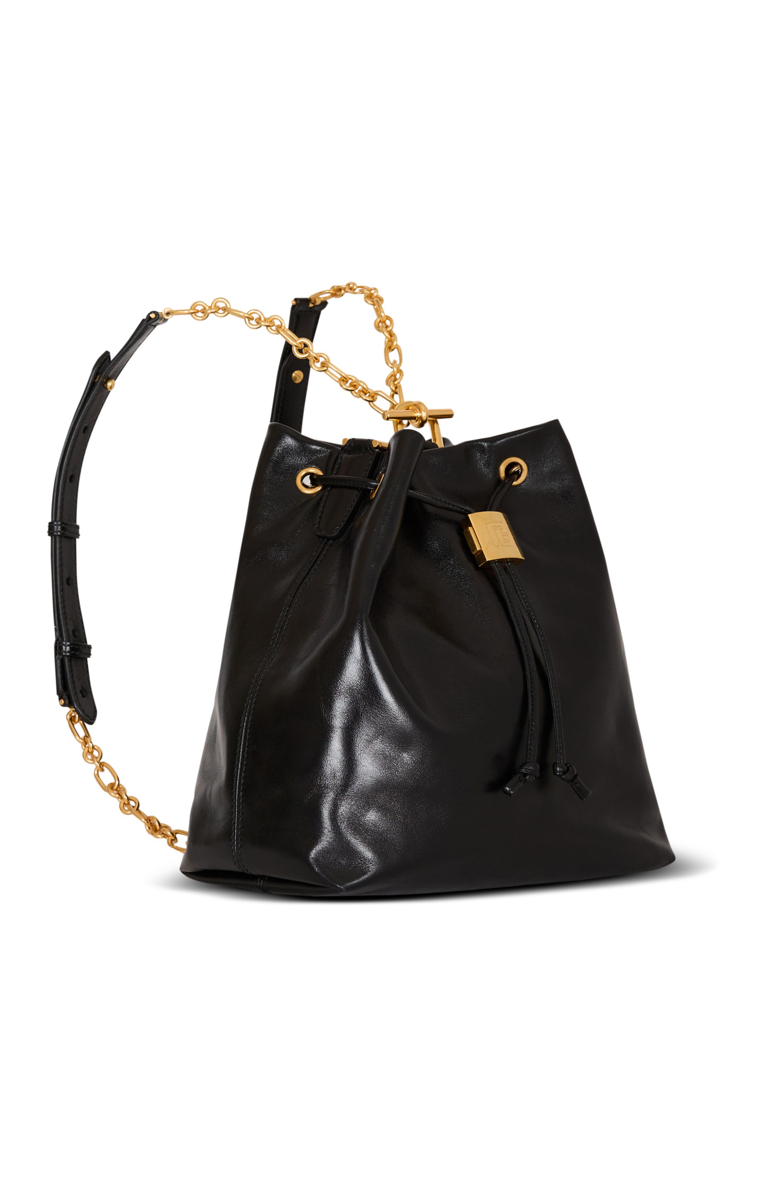 Balmain Pulse calfskin leather backpack, Alternate, color, Black